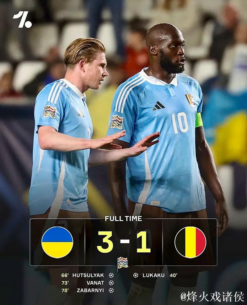 欧国联-卢卡库进球无力回天 乌克兰3-1逆袭比利时